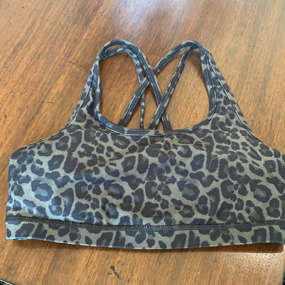 WITH green leopard sports bra size XS